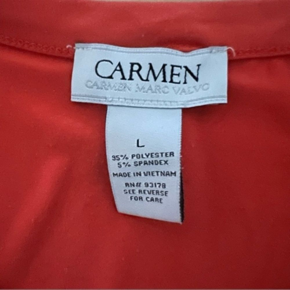 Carmen Marc Valvo Orange Lace-Up Sleeve Top – Size L - Picture 3 of 4